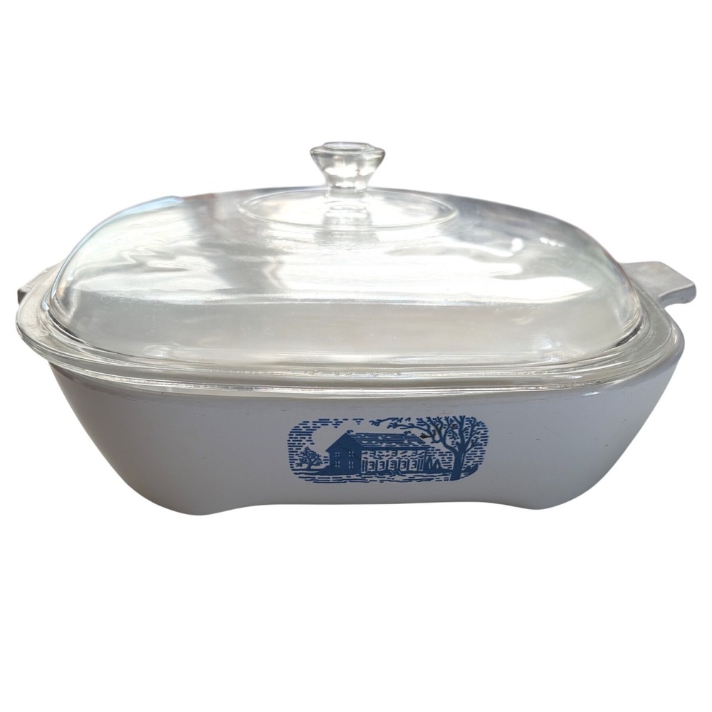 Corning Ware Amana Radarange Browning Skillet Blue Country Cottage Square Lid